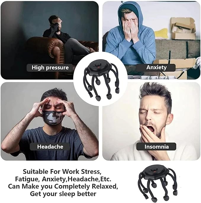 360° Ultra Electric Head Massager – 8-Node Scalp Relaxation & Stress Relief Helmet with 3 Vibration Modes