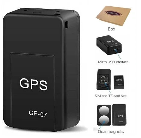جهاز تعقب GPS صغير محمول GF-07 مقاوم للماء – محدد موقع السيارة المغناطيسي في الوقت الفعلي مع مراقبة الصوت وتسجيل الصوت